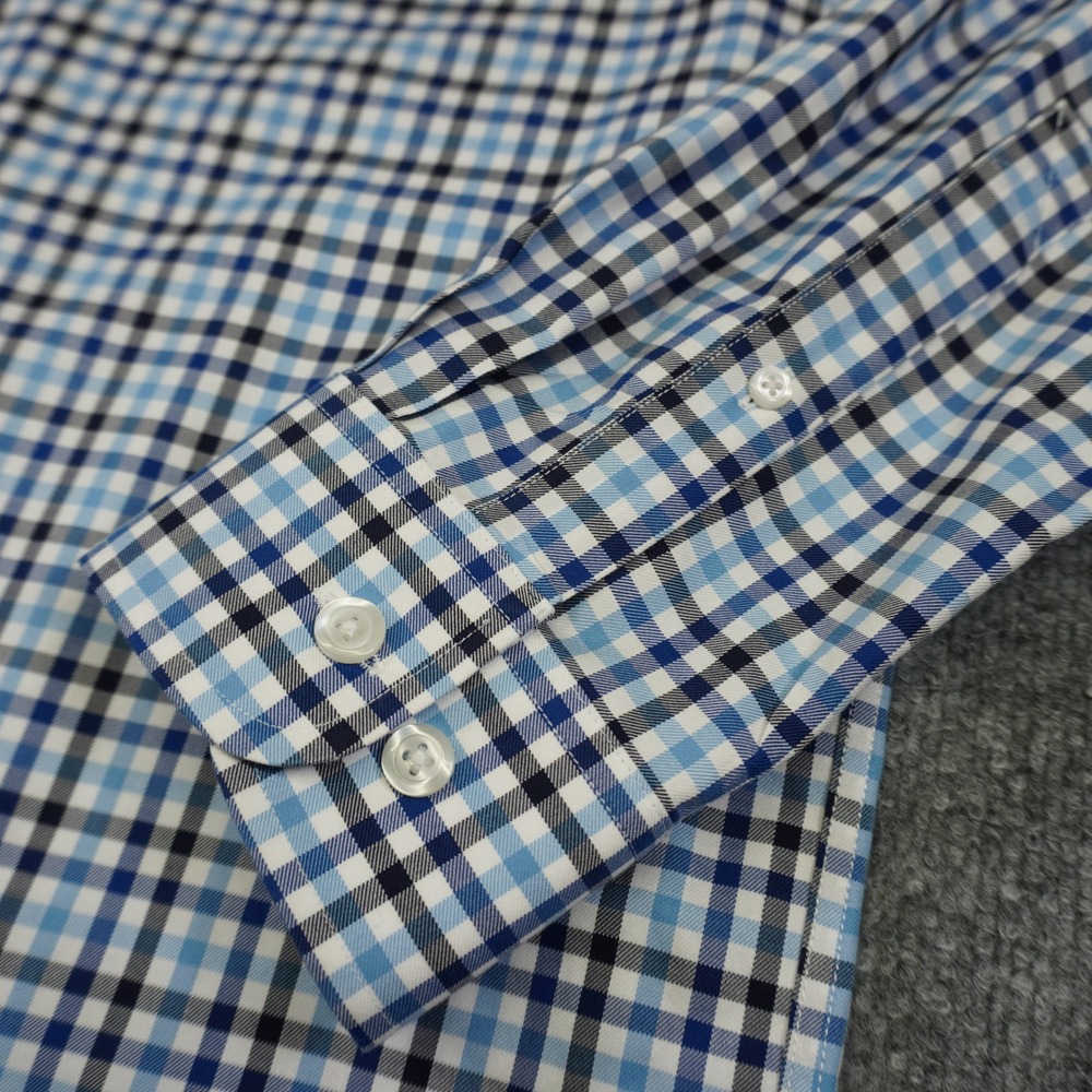 Duluth Trading Trim Fit Men's Large Tall Plaid Long Sleeve Button Shirt Blue LT - Picture 3 of 10